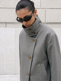 Alto cuello Abotonado Cropped Abrigo