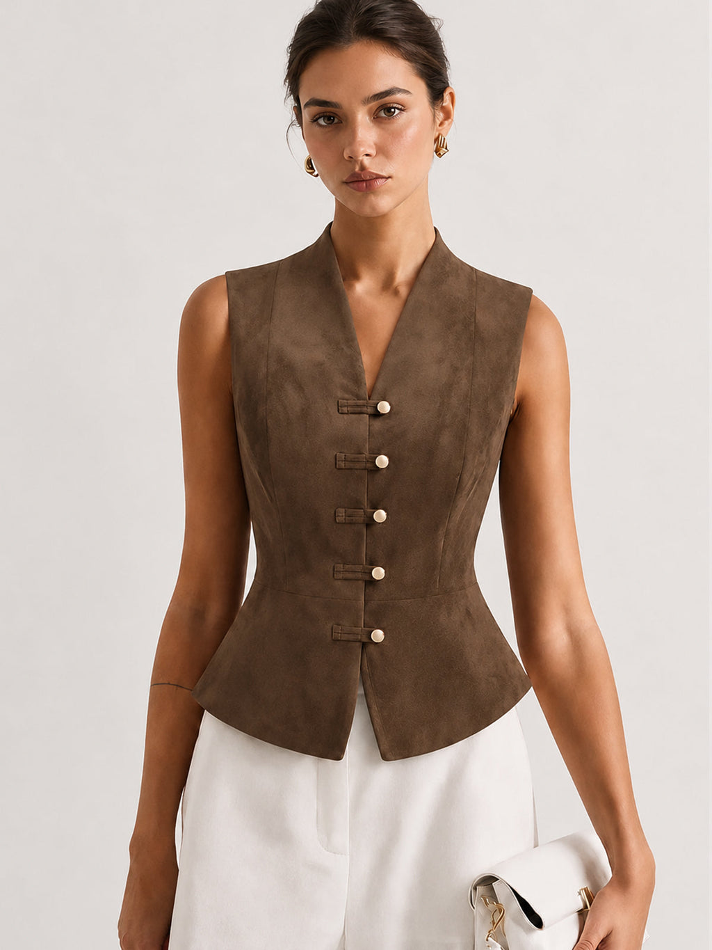 Faux-Ante Frog-botón Waistcoat