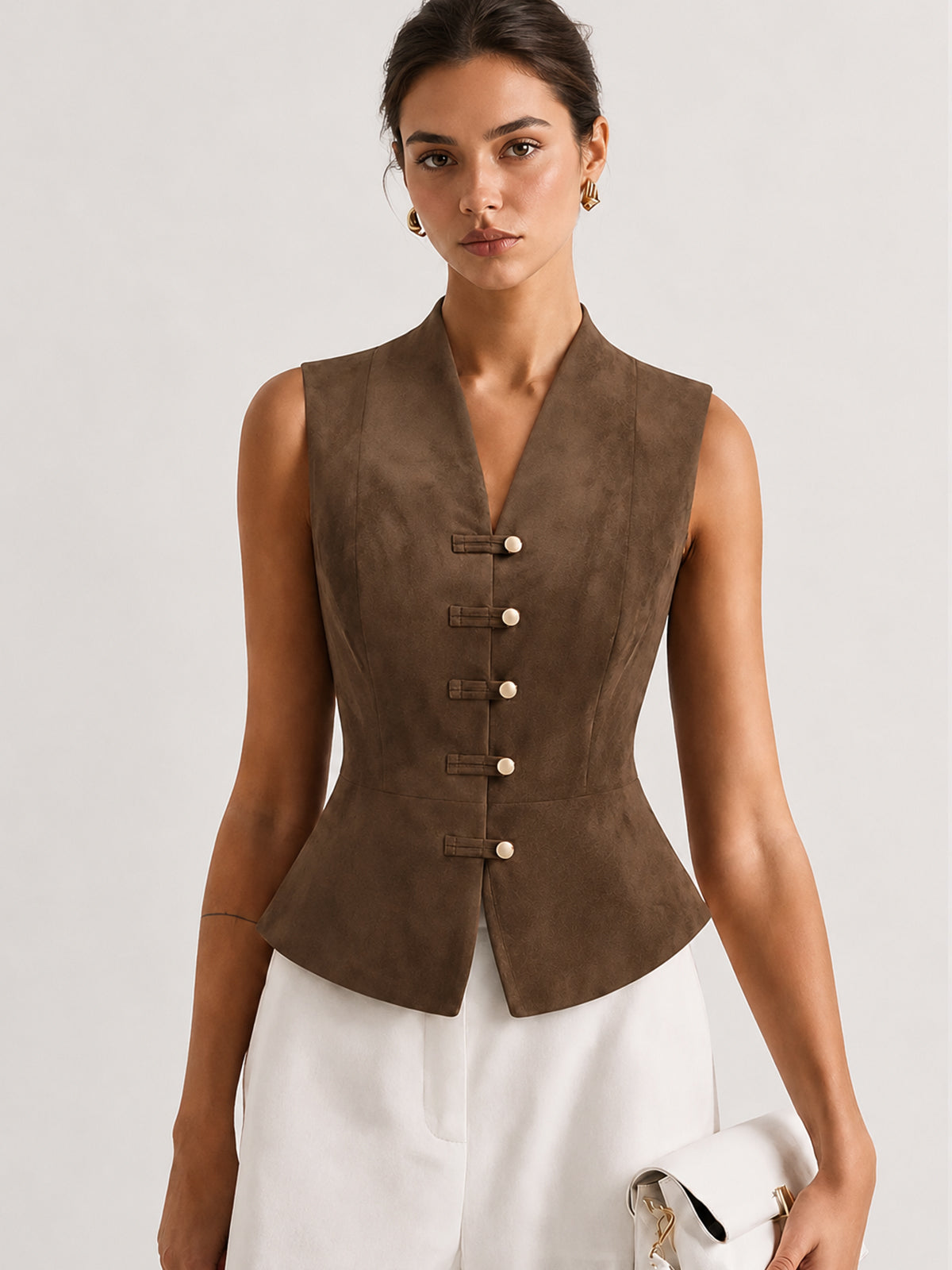 Faux-Ante Frog-botón Waistcoat
