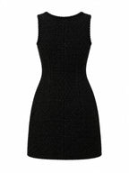 Floral Brooch Tweed Sin Mangas Minivestido