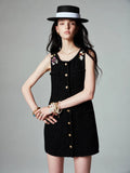 Floral Brooch Tweed Sin Mangas Minivestido