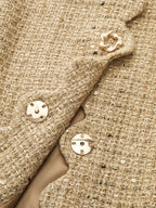 Scallop Edge Lentejuelas Tweed Cropped Chaqueta