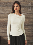 Asimétrico cuello Fruncido Warm Stretch Top