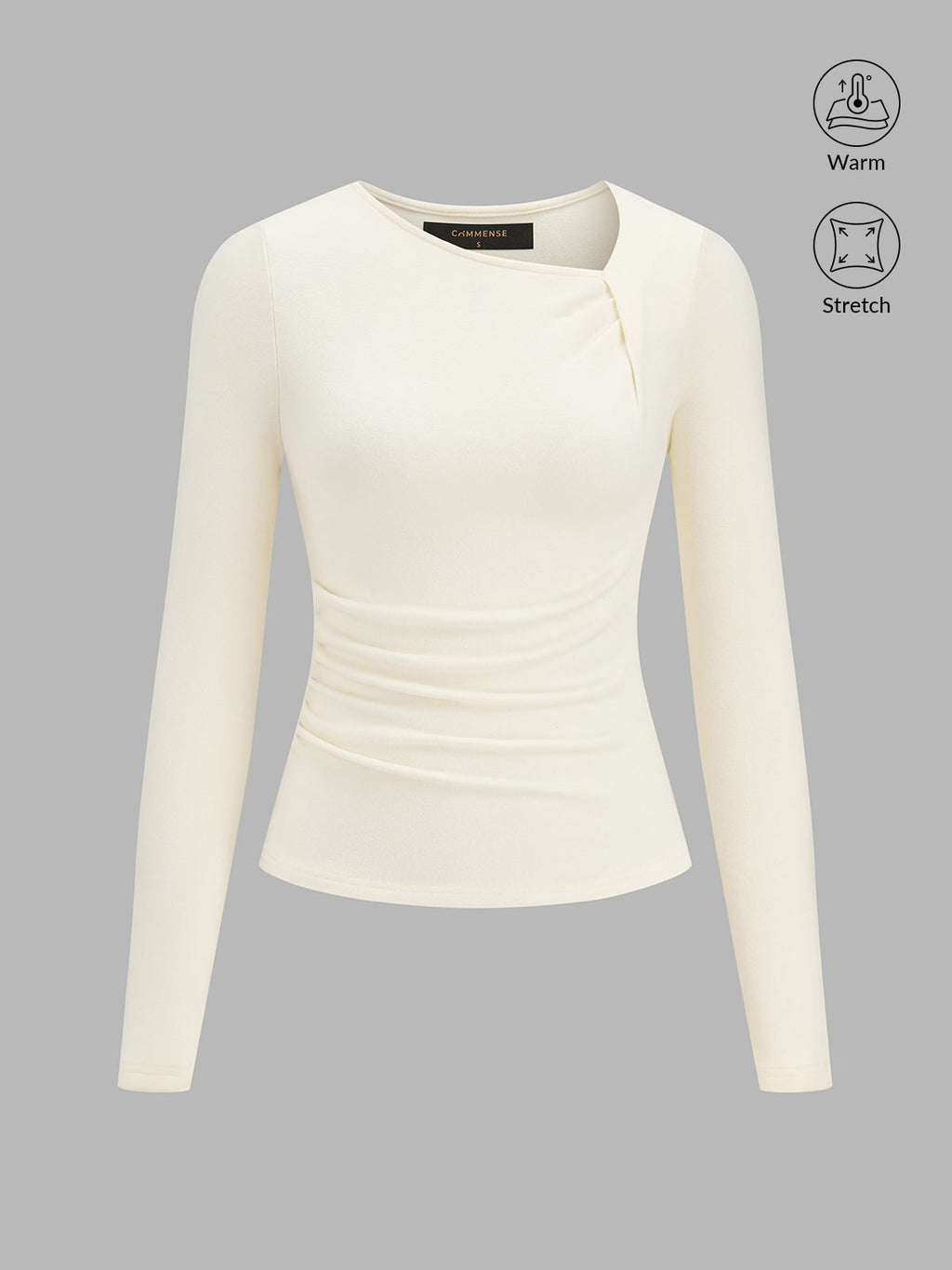 Asimétrico cuello Fruncido Warm Stretch Top