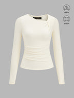 Asimétrico cuello Fruncido Warm Stretch Top