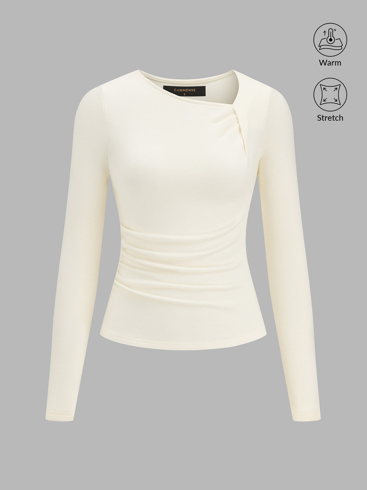 Asimétrico cuello Fruncido Warm Stretch Top