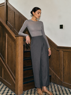 Cruzado-Over Plisado Tapered Pantalón