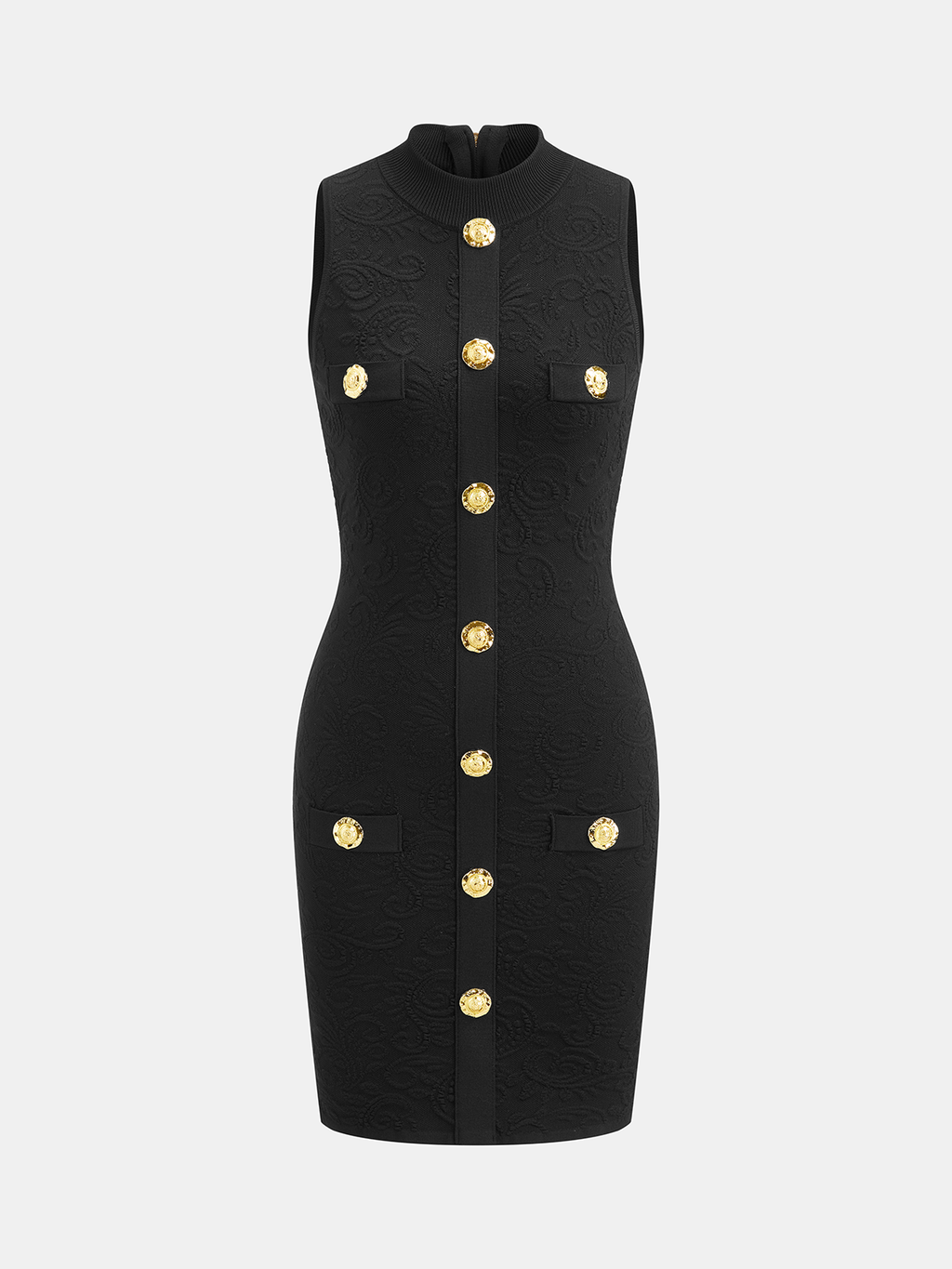 Vestido de Punto con Botones Metálicos