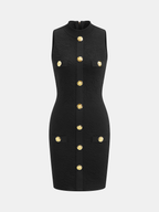 Vestido de Punto con Botones Metálicos