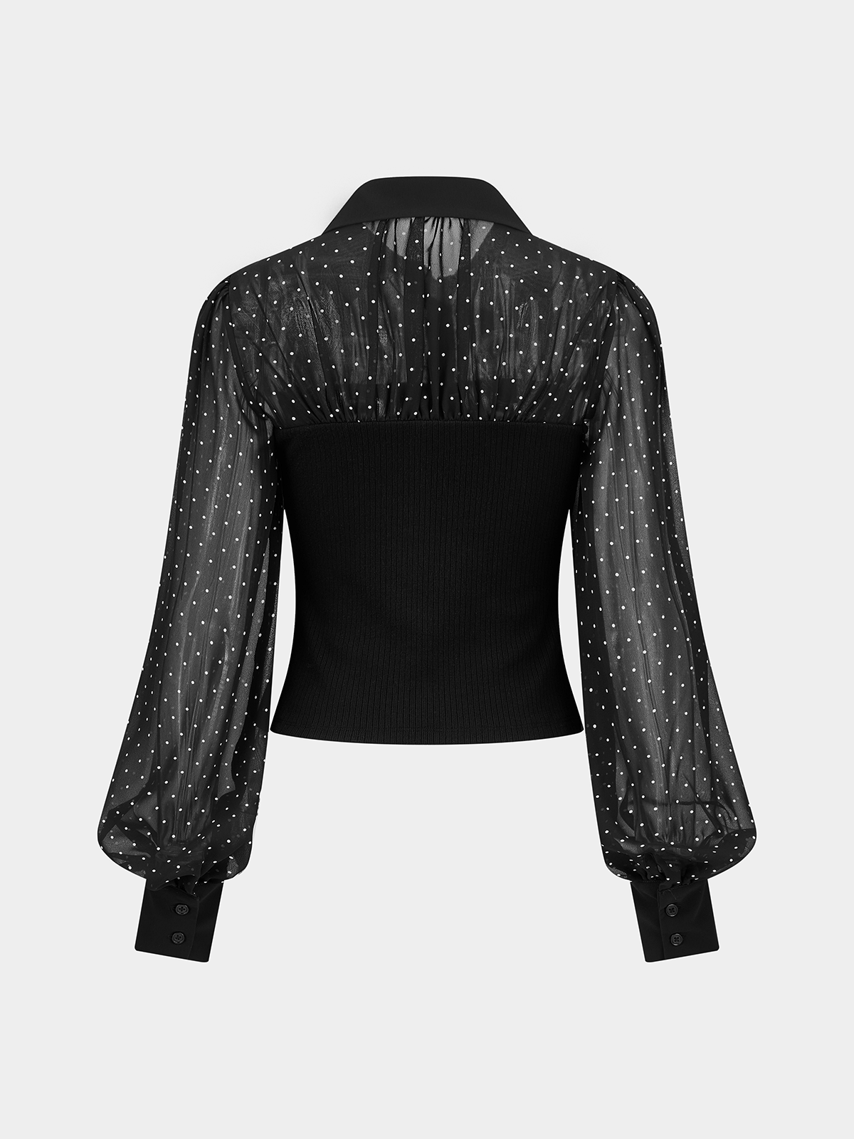 Lunares malla Spliced Punto con Cuello Top