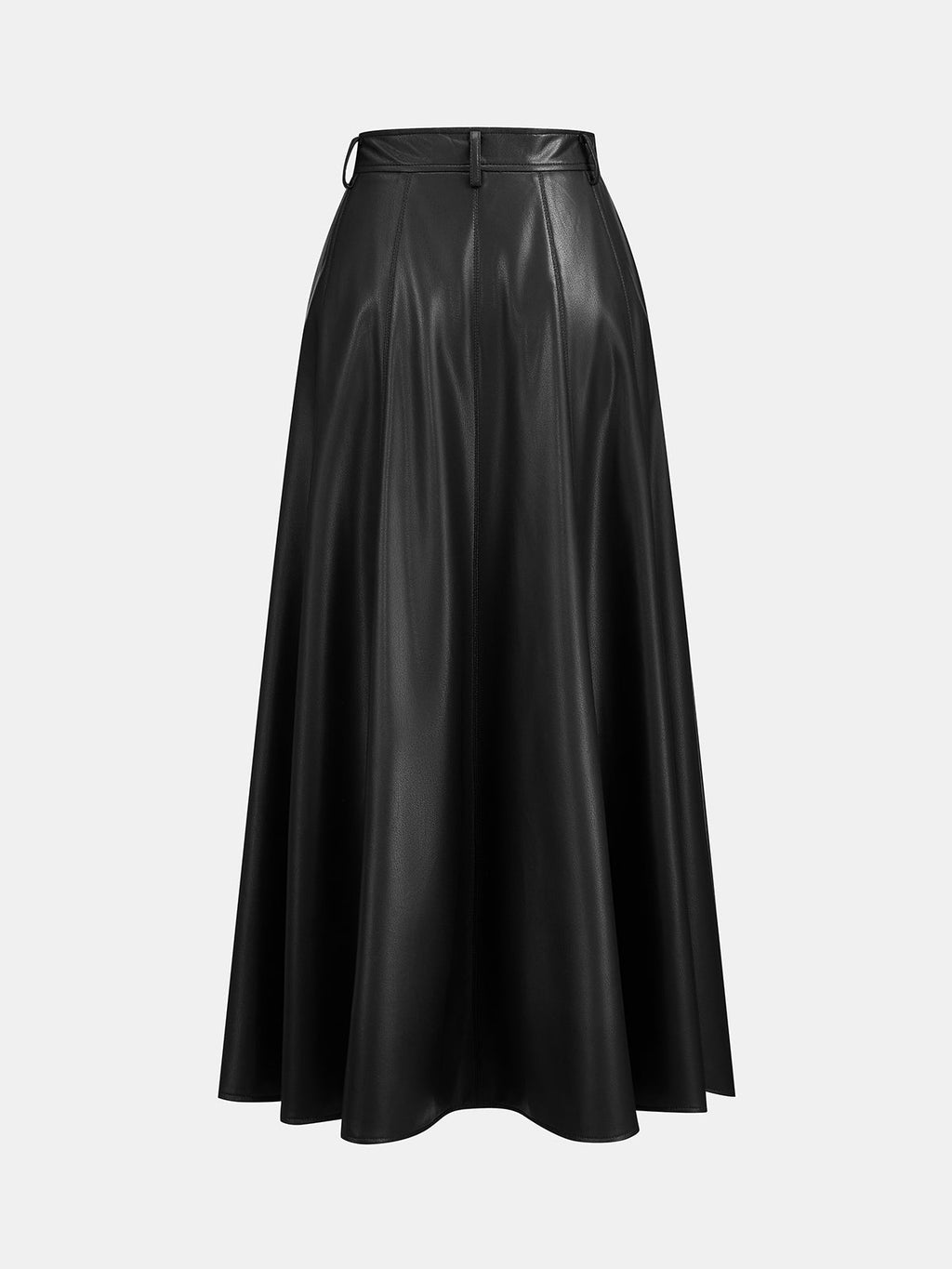 Frontal-botón Faux-Leather largo Falda