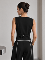 Contraste Piping Dos Piezas Pantalón Set