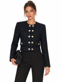 Sparkle Tweed Cruzado Cropped Chaqueta