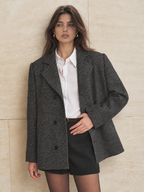 Oversize Textured Mezcla de Lana Blazer