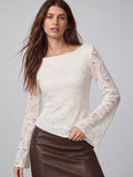 Floral Encaje Asimétrico Flare manga Top