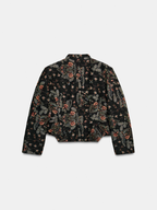 Floral Tapestry alto cuello Cropped Chaqueta
