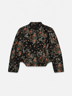 Floral Tapestry alto cuello Cropped Chaqueta