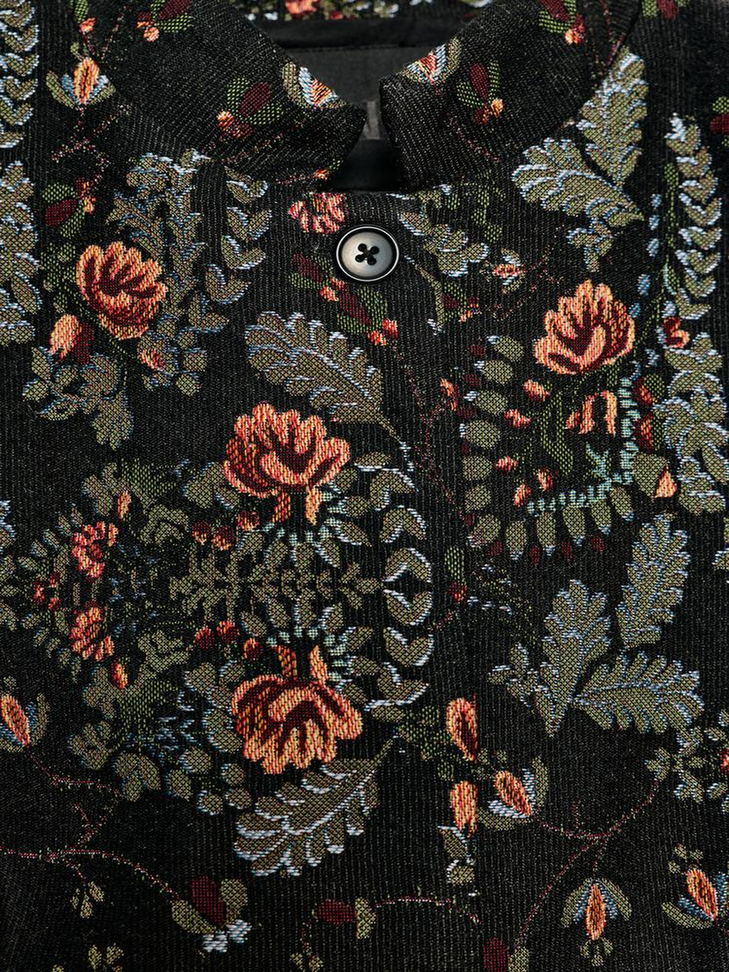 Floral Tapestry alto cuello Cropped Chaqueta