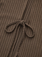 Efecto Pelo cuello Ribbed Punto Long Cárdigan