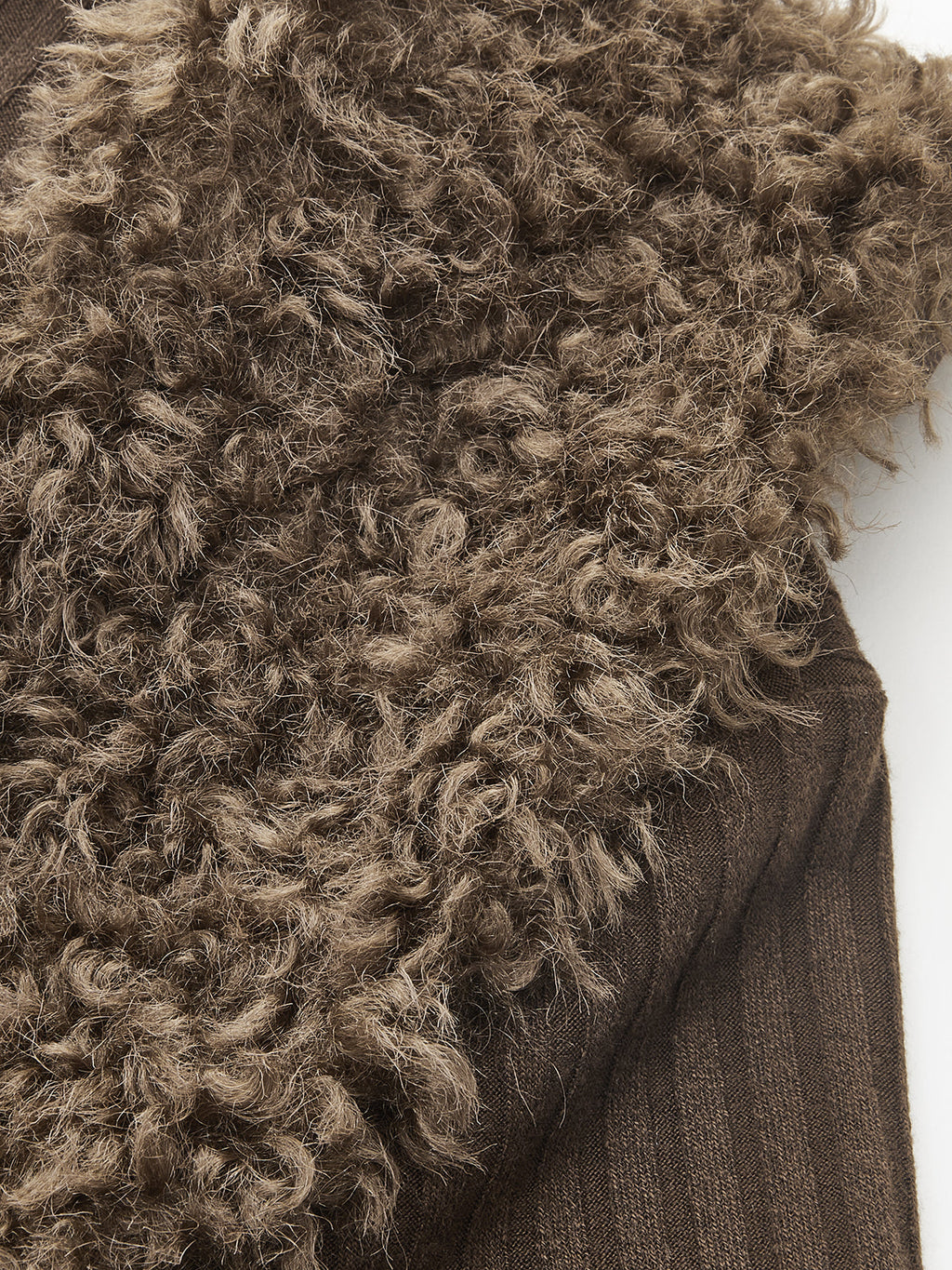Efecto Pelo cuello Ribbed Punto Long Cárdigan