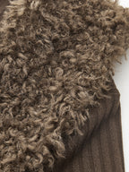 Efecto Pelo cuello Ribbed Punto Long Cárdigan