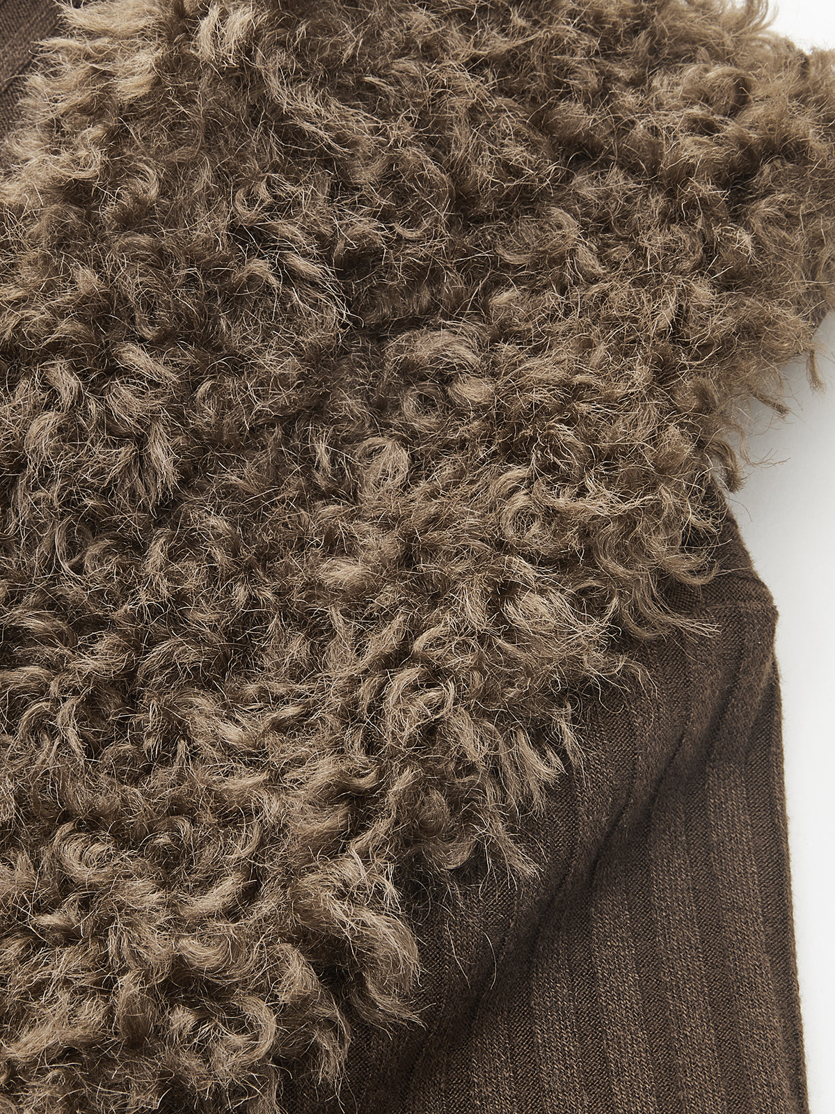 Efecto Pelo cuello Ribbed Punto Long Cárdigan