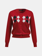 Argyle Pattern Patchwork Punto Cárdigan
