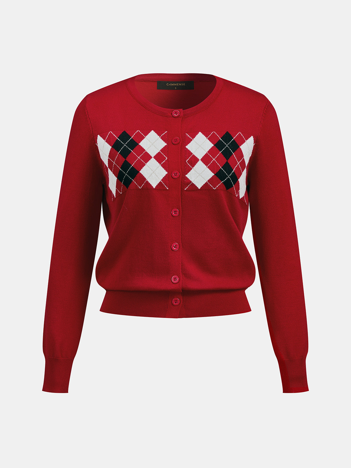 Argyle Pattern Patchwork Punto Cárdigan