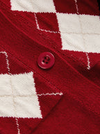 Argyle Pattern Patchwork Punto Cárdigan