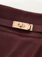 Stretch Faux-Leather con Cinturón Lápiz Falda