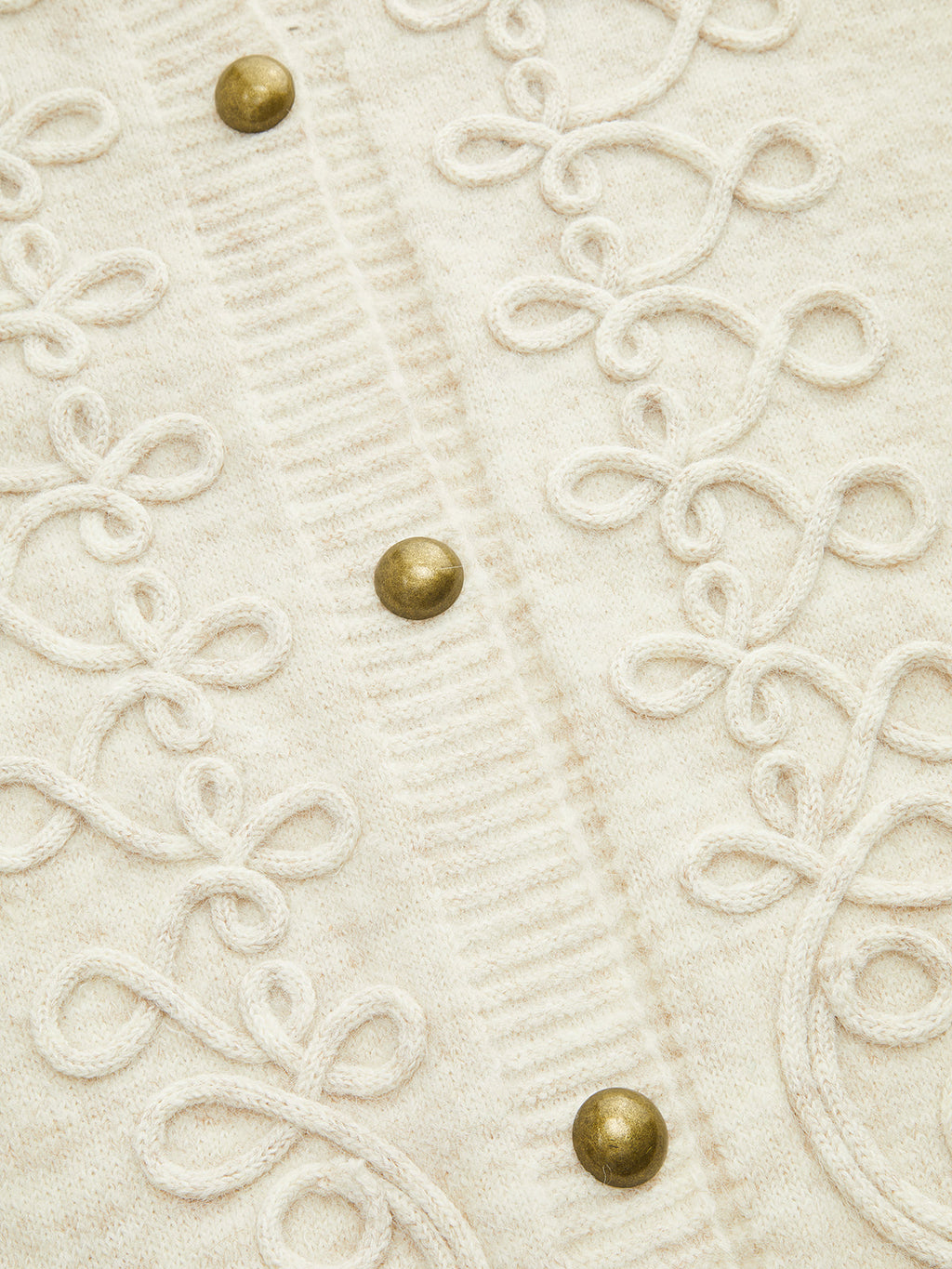 Cord-Embroidery Botones Metálicos Punto Cárdigan