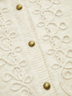 Cord-Embroidery Botones Metálicos Punto Cárdigan