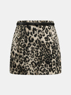 Con Cinturón Fuzzy Leopardo estampado mini Falda