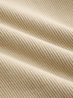 Cuello Alto Balloon manga Ribbed Punto Minivestido