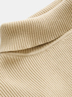 Cuello Alto Balloon manga Ribbed Punto Minivestido