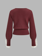 Encaje-Cuff Cropped Punto jersey