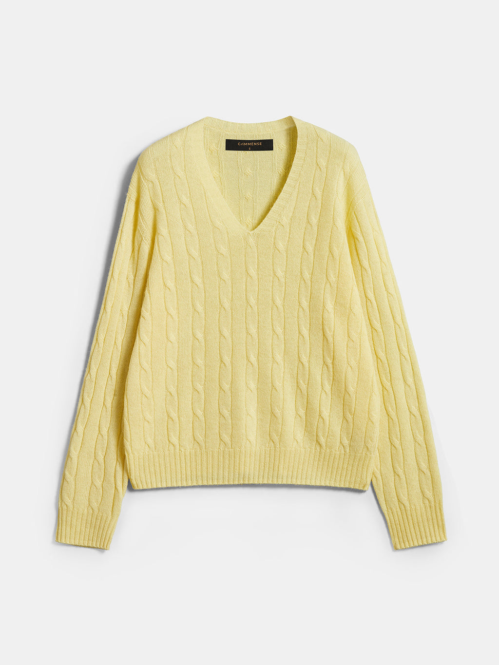 Mezcla de Lana Escote V Cable Punto jersey