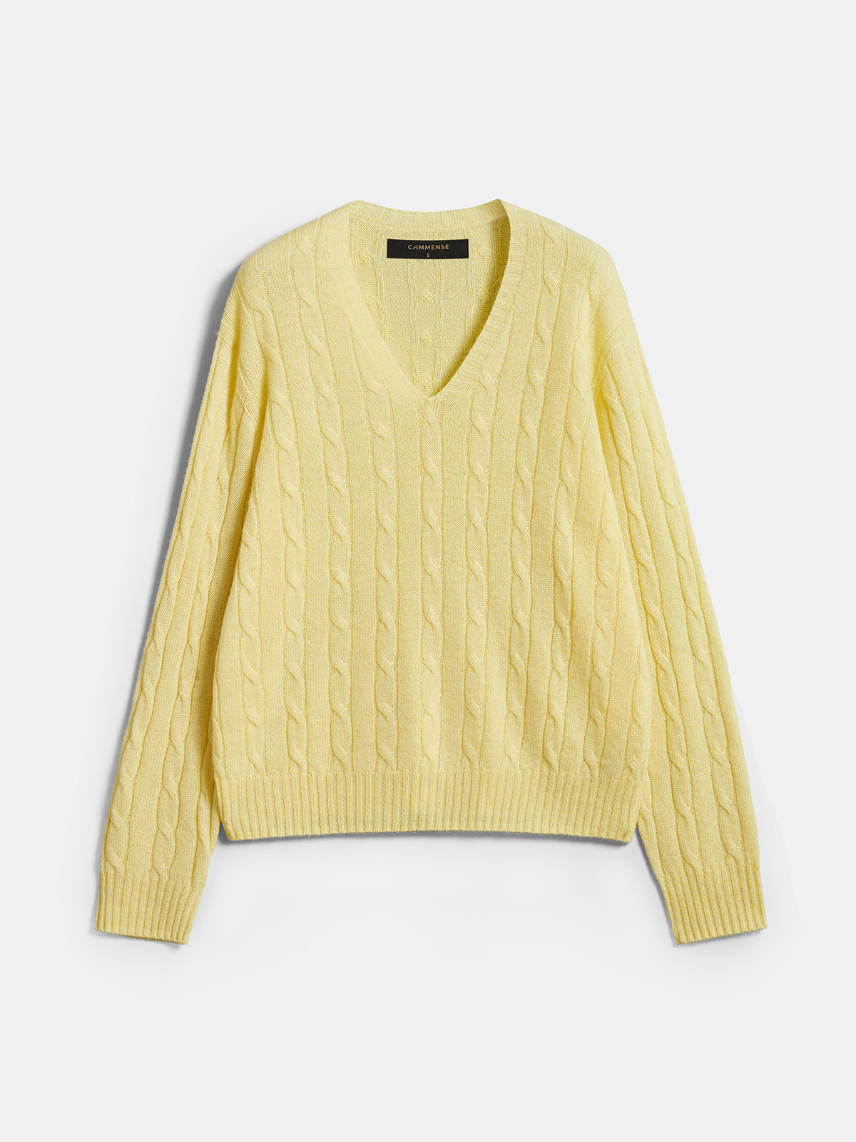 Mezcla de Lana Escote V Cable Punto jersey