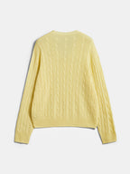 Mezcla de Lana Escote V Cable Punto jersey
