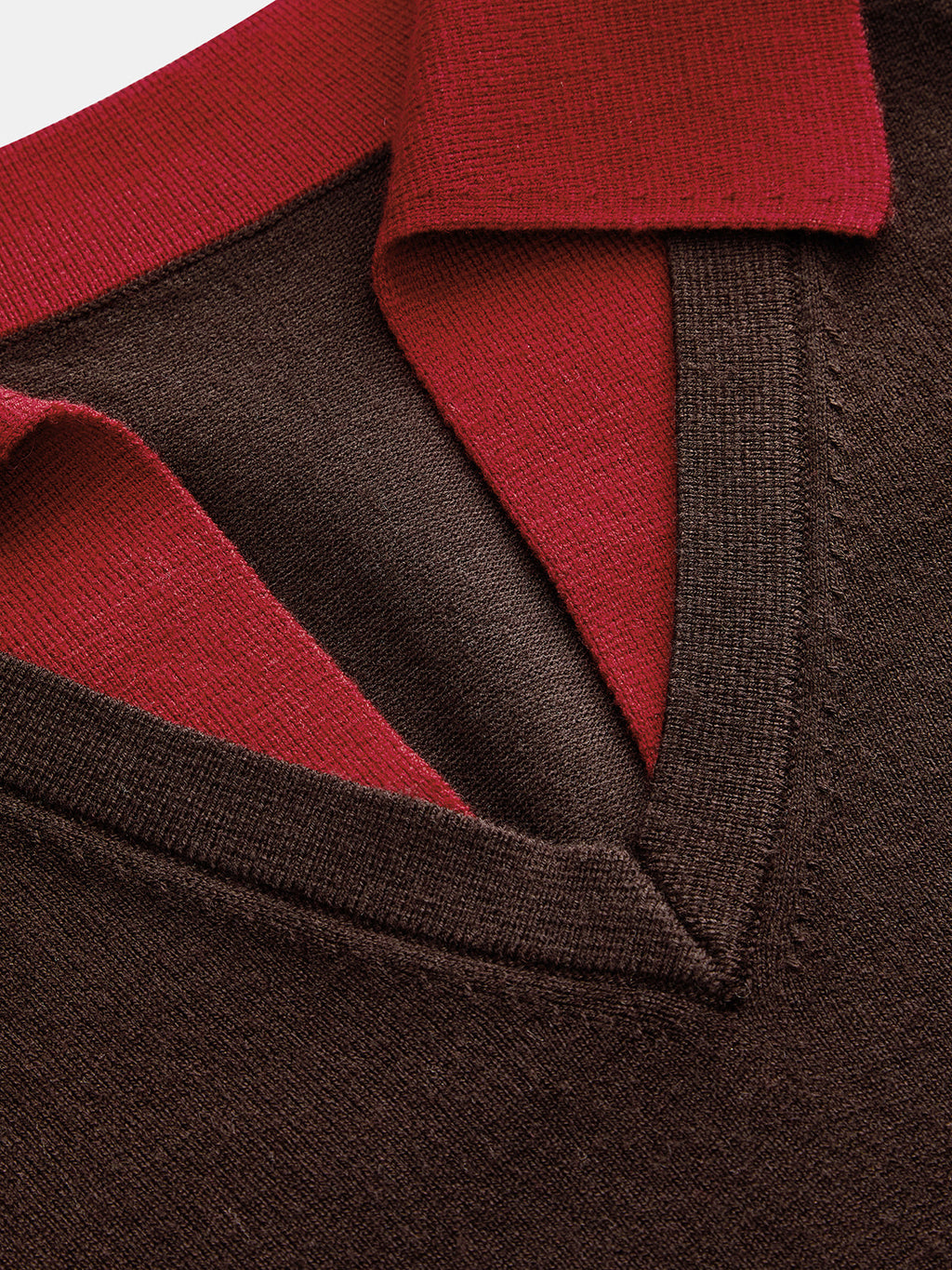 Contraste cuello Escote V Mezcla de Lana Punto jersey