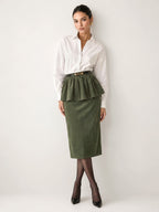 Peplum Terciopelo con Cinturón midi Falda