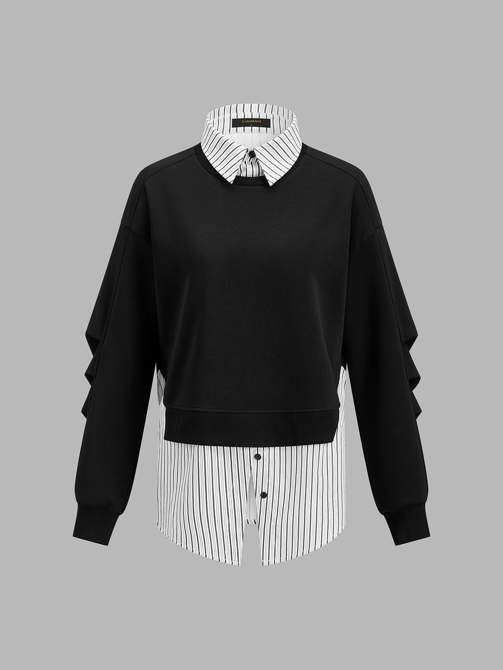 Rayas Camisa Panel efecto Dos Piezas Sweatshirt
