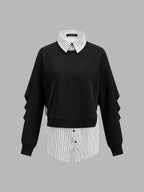 Rayas Camisa Panel efecto Dos Piezas Sweatshirt