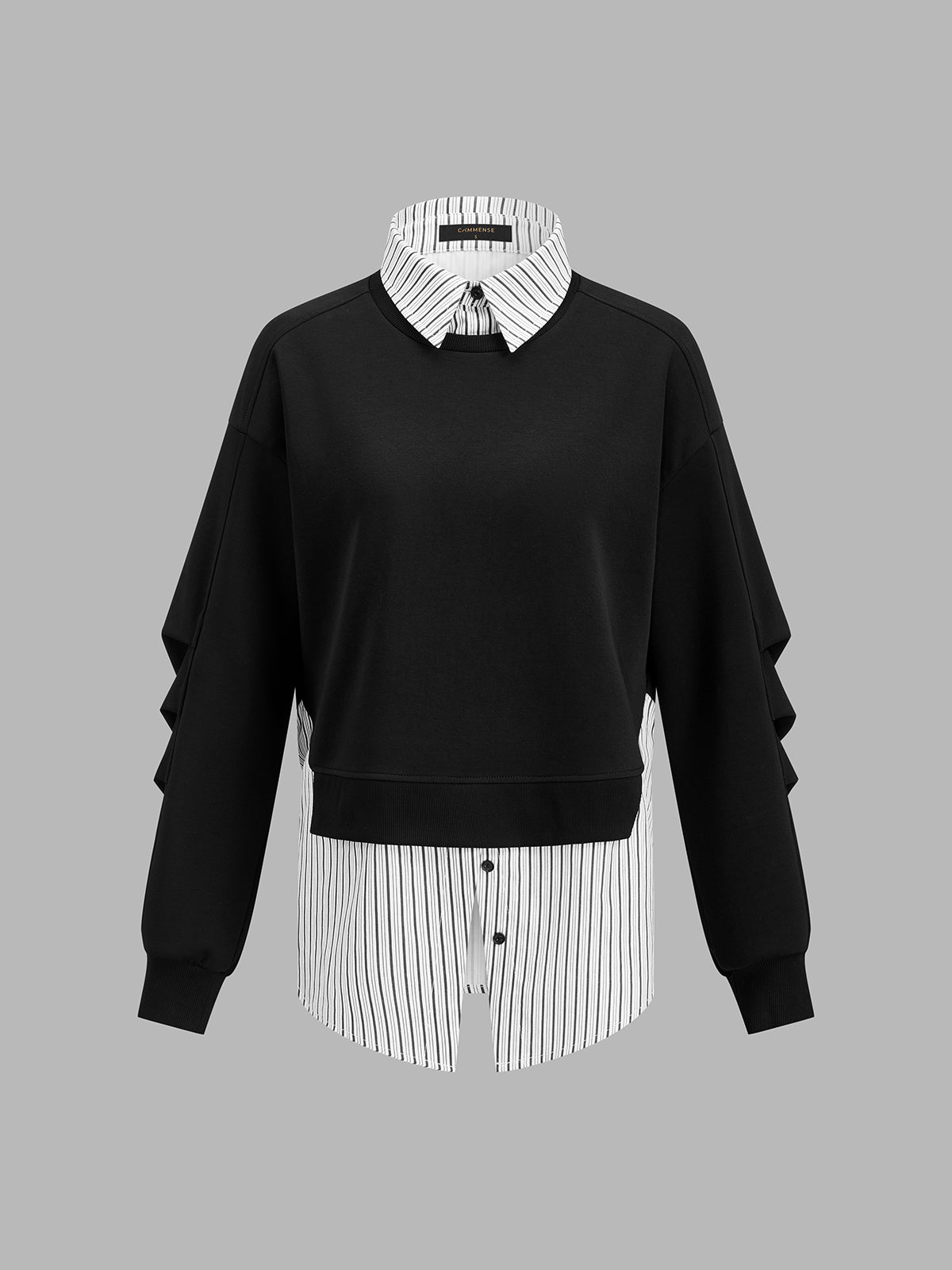 Rayas Camisa Panel efecto Dos Piezas Sweatshirt