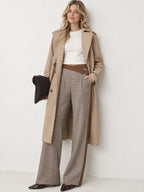 Faux-Ante Panel Houndstooth Pierna Ancha Pantalón