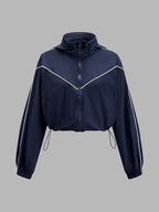 Hidden-Hood Drawstring Track Dos Piezas Outfit