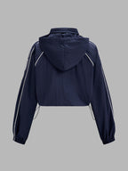 Hidden-Hood Drawstring Track Dos Piezas Outfit