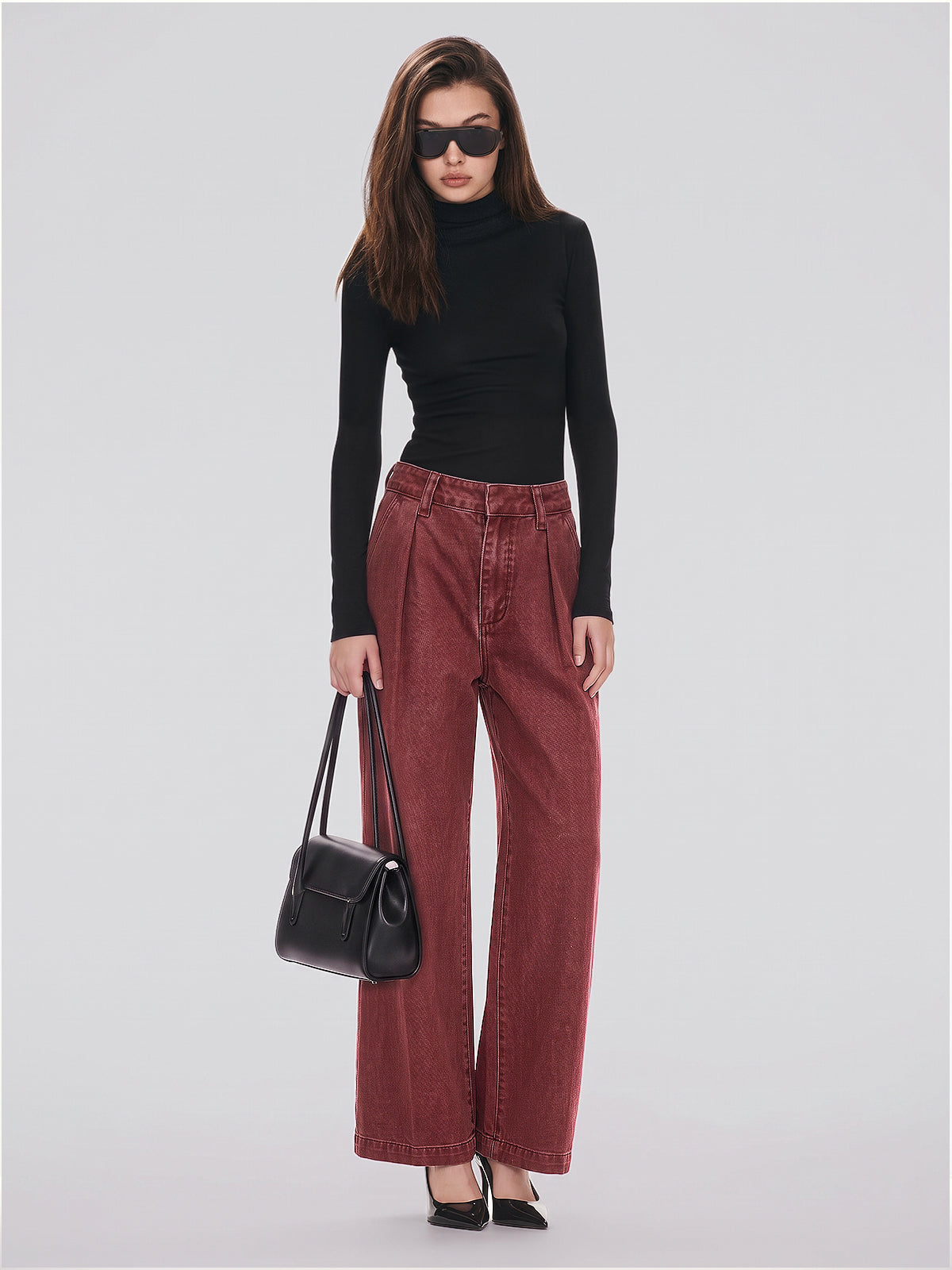 Plisado Corte Recto Jeans