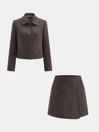 Tweed con Cuello Chaqueta & Cruzado mini Falda Set
