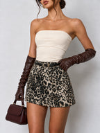 Con Cinturón Fuzzy Leopardo estampado mini Falda
